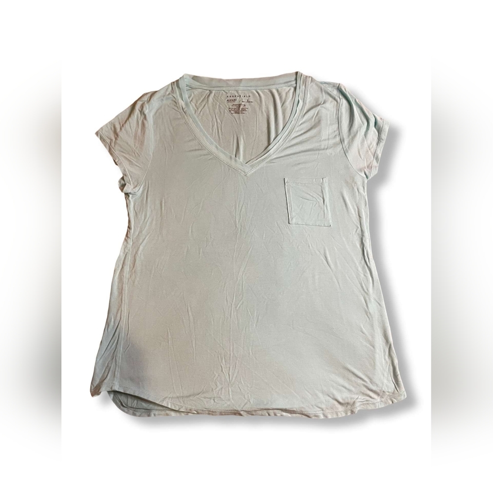 Alfani Intimates Essentials Blank Short-Sleeve Light Blue Top, Size L